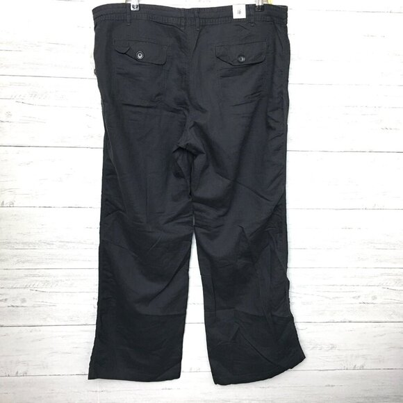 NEW Gap Women's Dark Gray Linen Blend Pants Button Fly size 16 length 32" - Picture 2 of 10